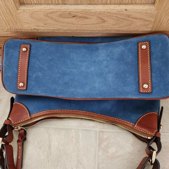 Dooney & Bourke Blue Suede Shoulder Bag Light Blue - Picture 8 of 10